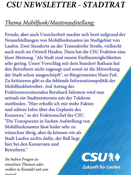 CSU Newsletter Mobilfunk